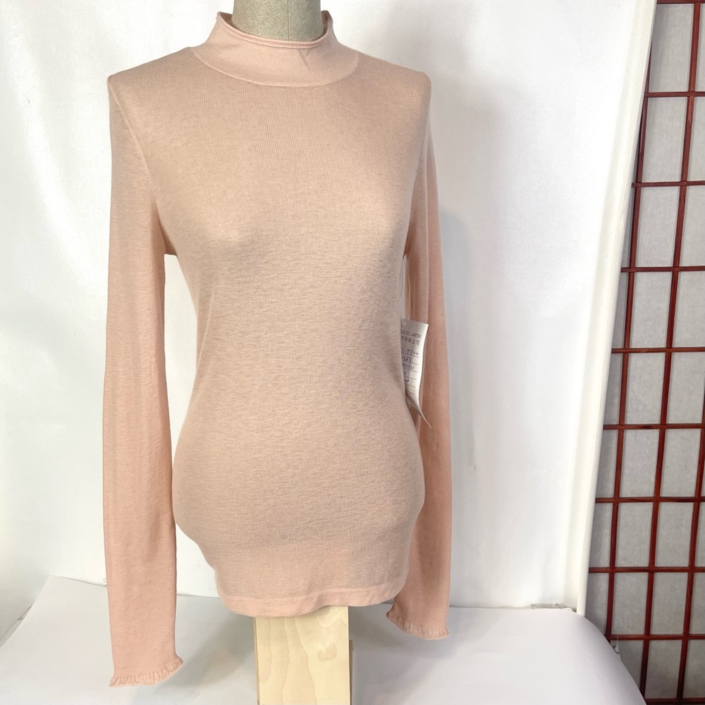 New 6397 Mockneck Skinny Lightweight Wool Sweater S